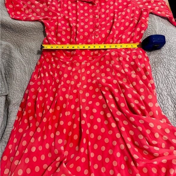 eShakti Fuchsia Polka Dot Midi Dress - Picture 6 of 9